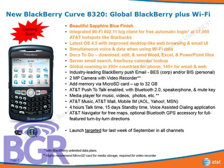 AT&T Launching BlackBerry Curve 8320 with Wi-Fi
