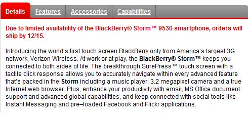 BlackBerry Storm Now Delayed Until December 15th