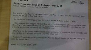 Sprint Treo Pro delayed until February 15th