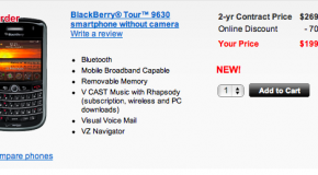 Verizon to sell camera-less BlackBerry Tour
